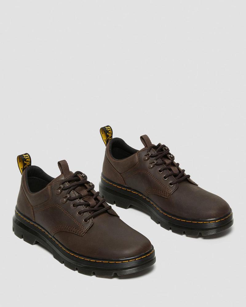 Dark / Brown Women's Dr Martens Reeder Crazy Horse Leather Utility Casual Shoes | CA 101HAP